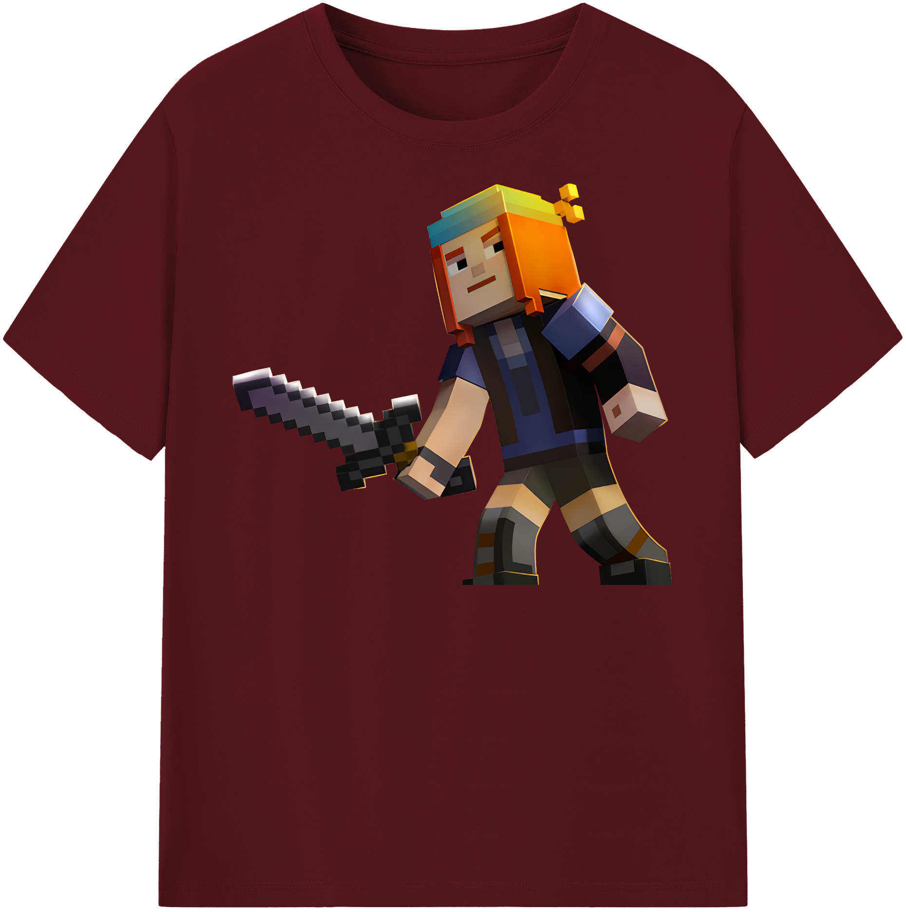 （画像用） マインクラフト ブロックの世界 Minecraft MC Block world 綿100％半袖Tシャツ（フロントプリント）